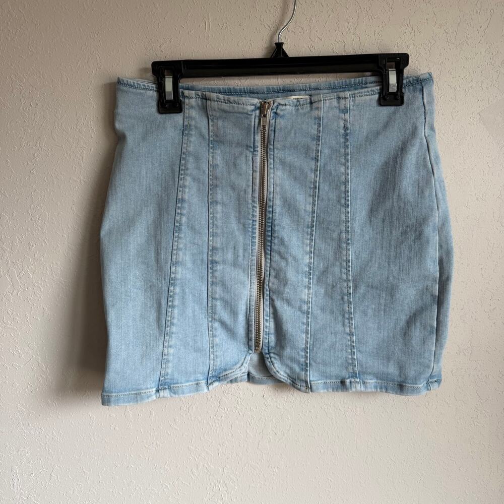 We the Free Layla Denim Zippered Mini Skirt Womens 6 Festival Concert Going Out